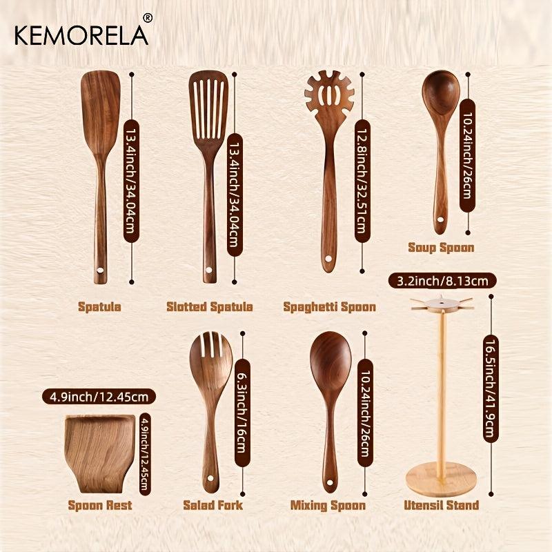 8 Pcs Wooden Spoons For Cooking Natural Wood Non Stick Spoons