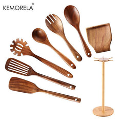 8 Pcs Wooden Spoons For Cooking Natural Wood Non Stick Spoons