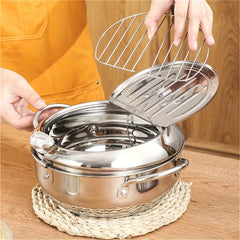 Stainless Steel Tempura Fryer Pan with Thermometer