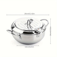 Stainless Steel Tempura Fryer Pan with Thermometer