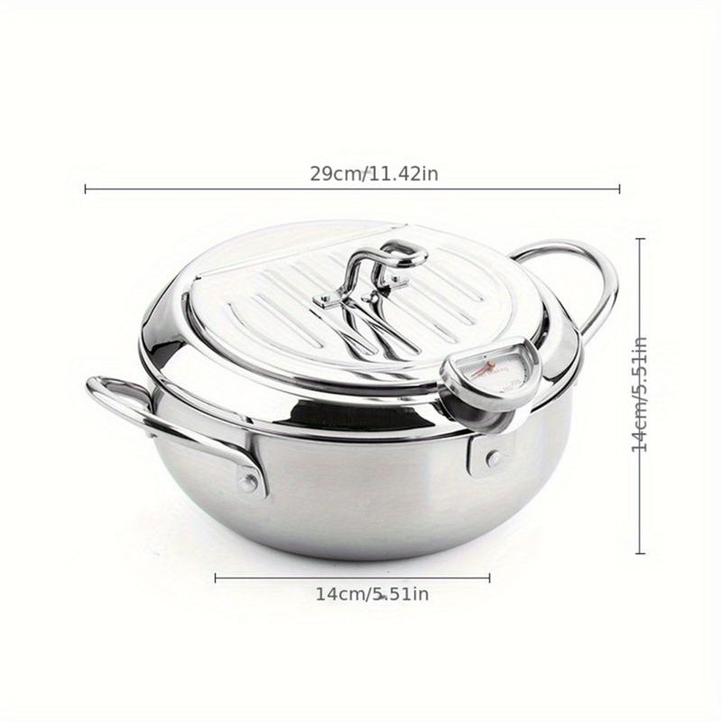 Stainless Steel Tempura Fryer Pan with Thermometer