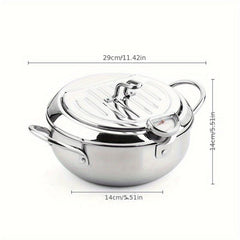 Stainless Steel Tempura Fryer Pan with Thermometer