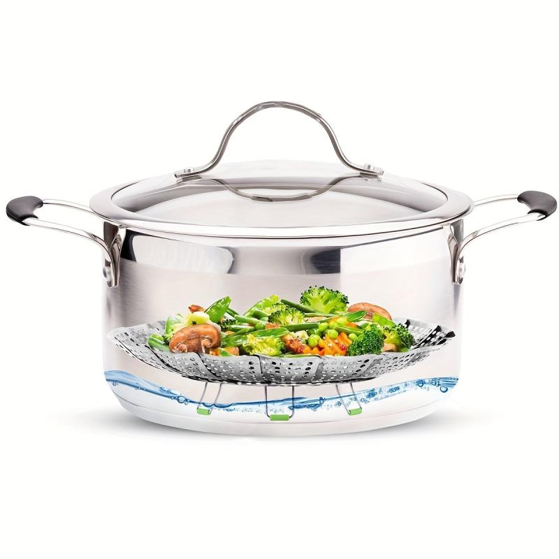 Stainless Steel Vegetable Steamer Basket For Veggies & Seafood Cooking