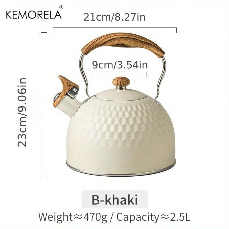 Stainless Steel Whistling Tea Kettle Hammer Pattern 84oz 101oz