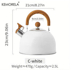 Stainless Steel Whistling Tea Kettle Hammer Pattern 84oz 101oz