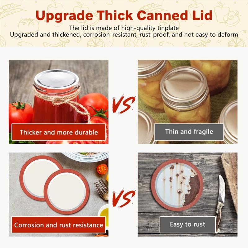 Bulk Wide Mouth Canning Lids - 12/24/48pcs Airtight Mason Jar Lids For Jams