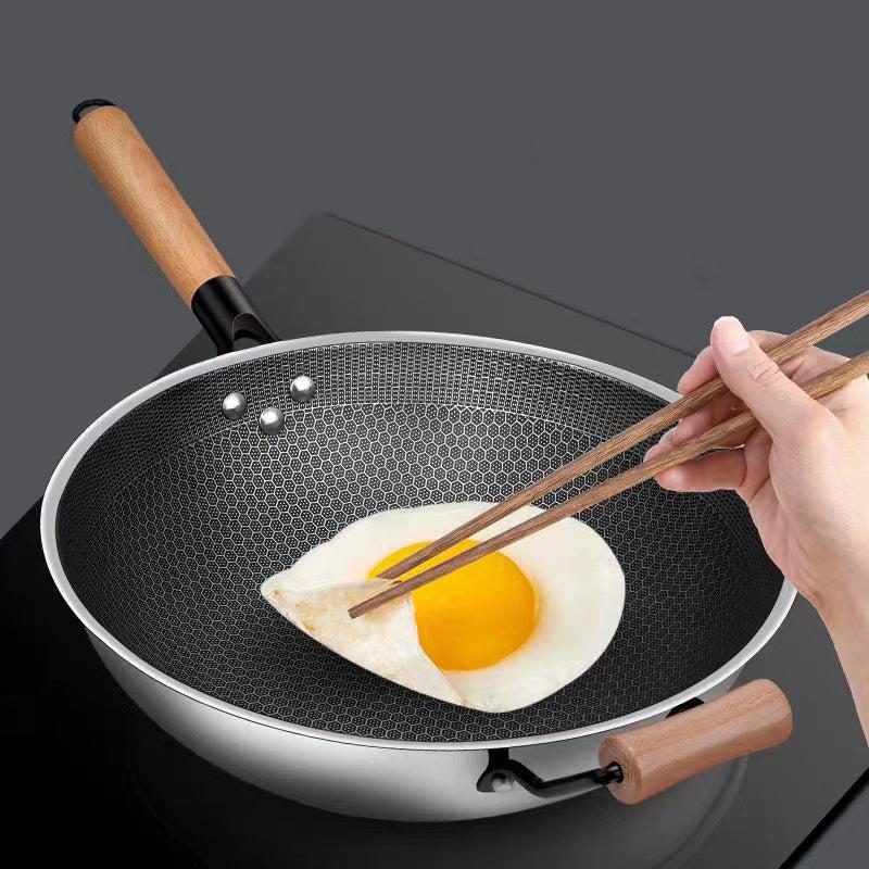 Honeycomb Non stick Pot Wooden Handle Glass Lid Medium Cookware