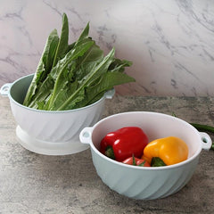 Double Layer Fruit Vegetable Washing Bowl Rotational Sink Strainer Basket
