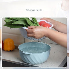 Double Layer Fruit Vegetable Washing Bowl Rotational Sink Strainer Basket