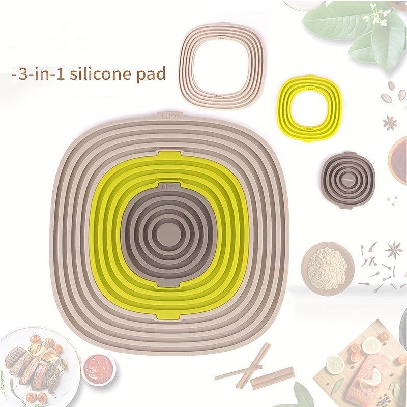 3-In-1 Silicone Heat Resistant Pad Pot Coaster Drain Mat Coaster