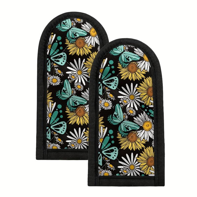 2pcs Daisy Pattern Pan Handle Sleeves Heat Resistant Cover