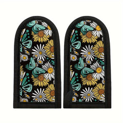 2pcs Daisy Pattern Pan Handle Sleeves Heat Resistant Cover