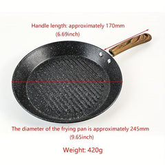 Steak Pan Round Grill Pan with Wooden Handle Stove Top Griddle Pan