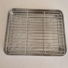 Stainless Steel Grill Plate With Mesh Rack Food Display Tray BBQ