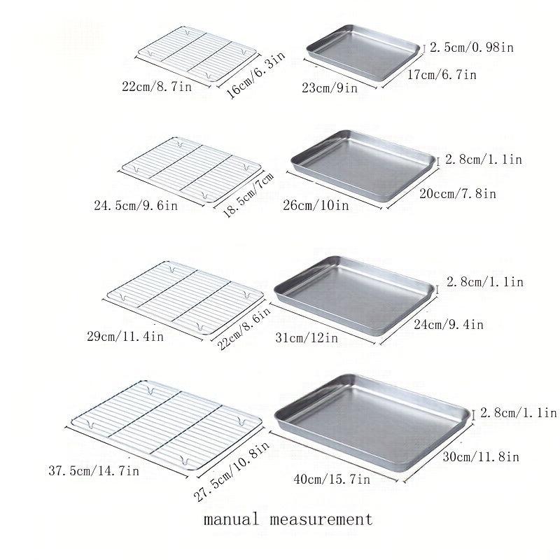 Stainless Steel Grill Plate With Mesh Rack Food Display Tray BBQ