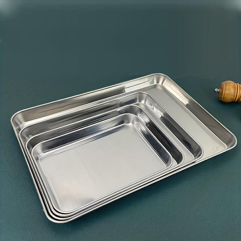 Stainless Steel Grill Plate With Mesh Rack Food Display Tray BBQ