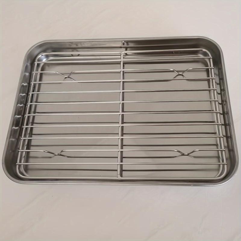 Stainless Steel Grill Plate With Mesh Rack Food Display Tray BBQ