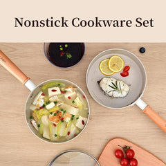 2pcs Ceramic Non Stick Cookware Set Frying Pan Egg Pan Caucepan
