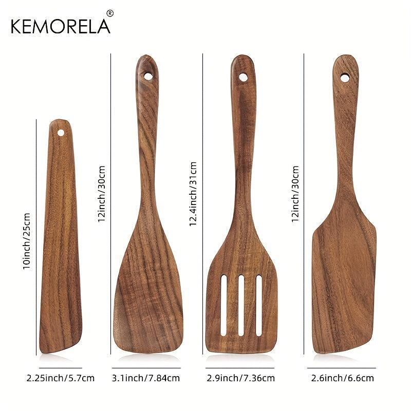 4pcs Wooden Spatulas Set Wood Spurtles Kitchen Utensils Gadgets