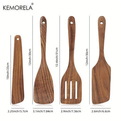 4pcs Wooden Spatulas Set Wood Spurtles Kitchen Utensils Gadgets