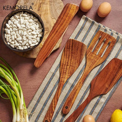 4pcs Wooden Spatulas Set Wood Spurtles Kitchen Utensils Gadgets