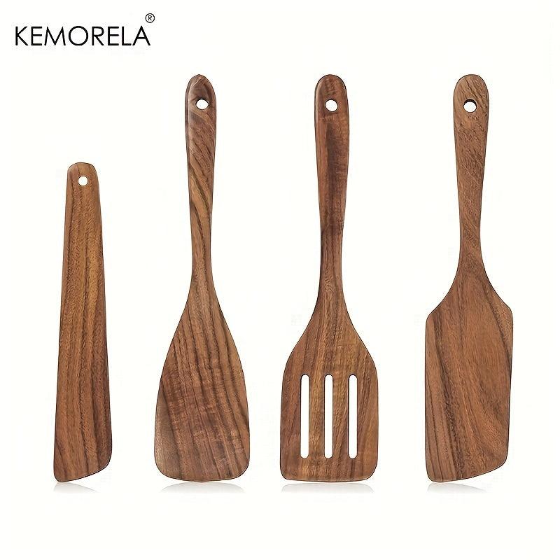 4pcs Wooden Spatulas Set Wood Spurtles Kitchen Utensils Gadgets