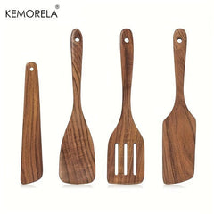 4pcs Wooden Spatulas Set Wood Spurtles Kitchen Utensils Gadgets