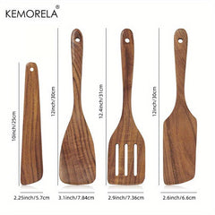 4pcs Wooden Spatulas Set Wood Spurtles Kitchen Utensils Gadgets