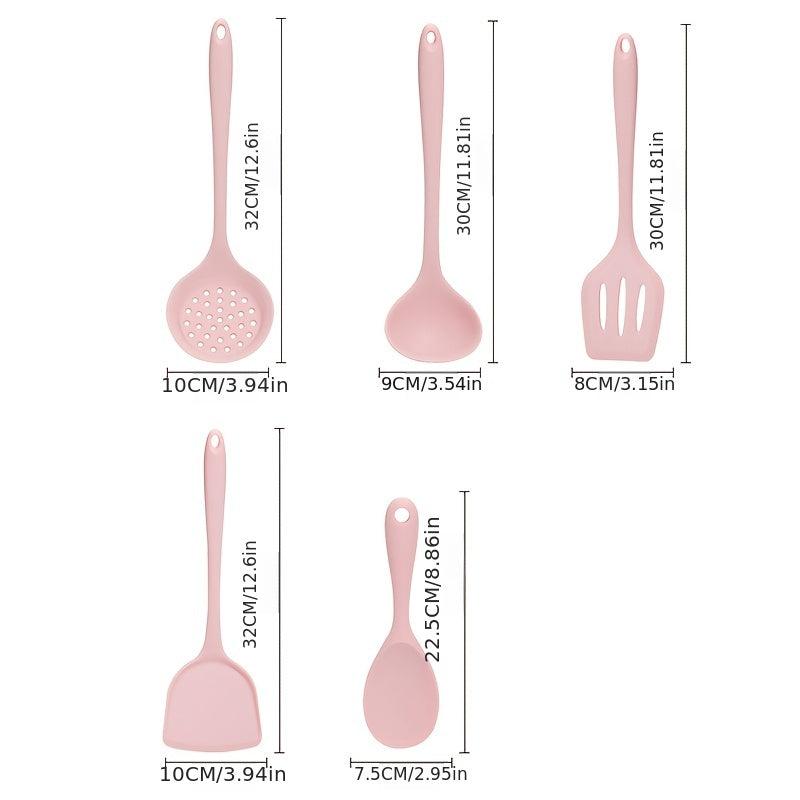 5pc Silicone Wok Spoon Set Non-stick Kitchen Utensils