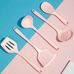 5pc Silicone Wok Spoon Set Non-stick Kitchen Utensils