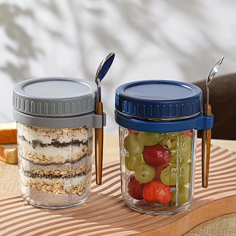 4pcs Overnight Oats Containers Glass Jars Leak Proof