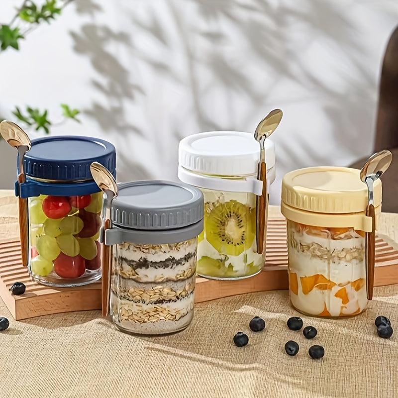 4pcs Overnight Oats Containers Glass Jars Leak Proof
