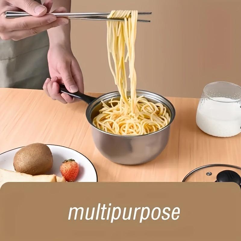 1pc Stainless Steel Saucepan with Glass Cover Ergonomic Handle