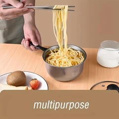 1pc Stainless Steel Saucepan with Glass Cover Ergonomic Handle