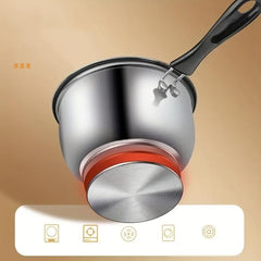 1pc Stainless Steel Saucepan with Glass Cover Ergonomic Handle