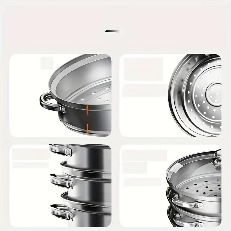 3 Tier Steamer Pot Stainless Steel Large Steaming Pot With Lid Kitchen Utensils