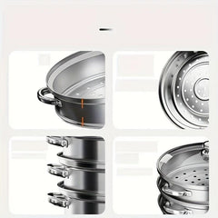 3 Tier Steamer Pot Stainless Steel Large Steaming Pot With Lid Kitchen Utensils