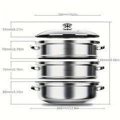 3 Tier Steamer Pot Stainless Steel Large Steaming Pot With Lid Kitchen Utensils