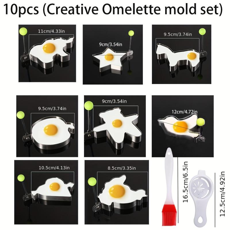10 Pcs Stainless Steel Egg Fryer Love Shaped Egg Frying Mold