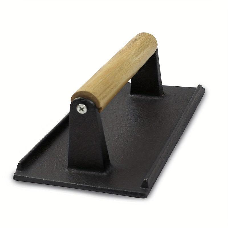 Cast Iron Burger Press with Wooden Handle BBQ Tool