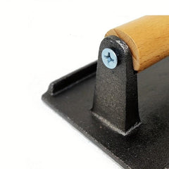 Cast Iron Burger Press with Wooden Handle BBQ Tool