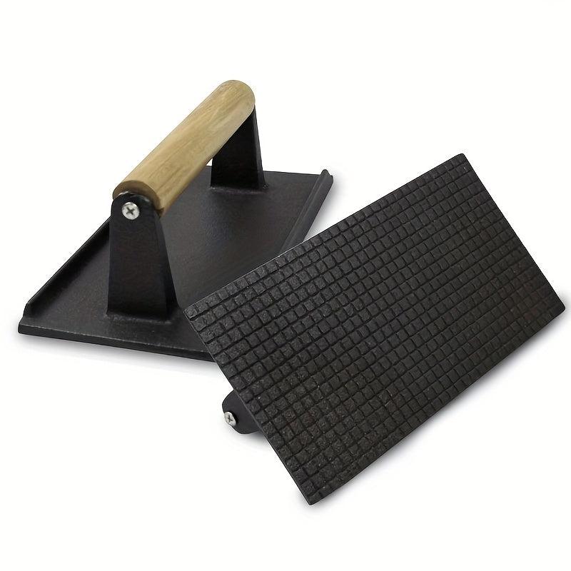 Cast Iron Burger Press with Wooden Handle BBQ Tool