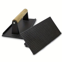 Cast Iron Burger Press with Wooden Handle BBQ Tool