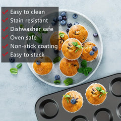 5pcs Nonstick Bakeware Set Round Square Cake Muffin Loaf Roast Baking Sheets