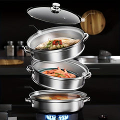 Household Large Steamer Stainless Steel Three-layer Steamer