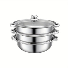Household Large Steamer Stainless Steel Three-layer Steamer