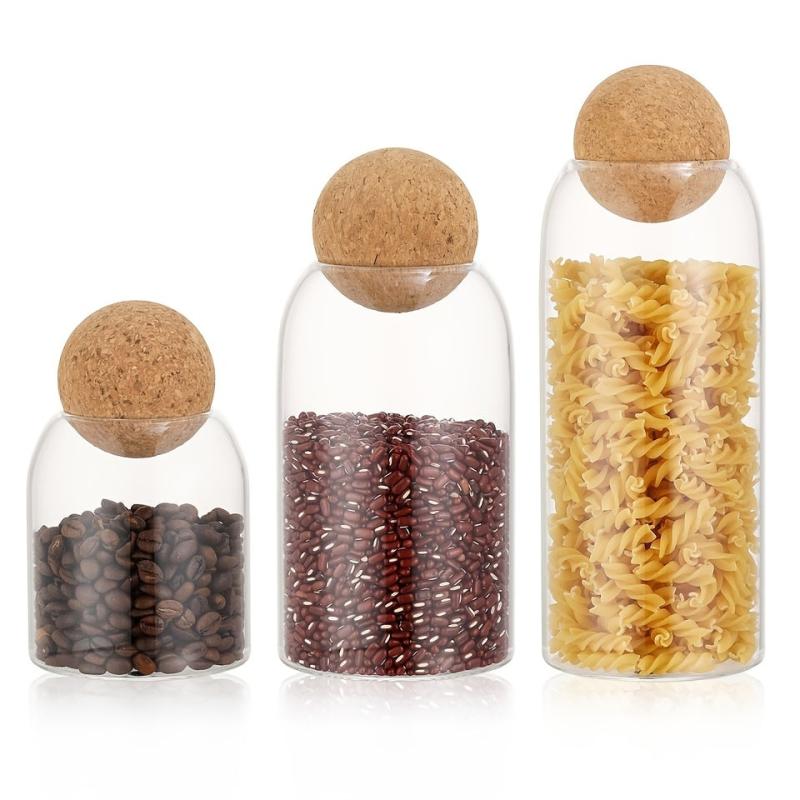 4pcs Glass Food Storage Jar With Cork Lids Transparent Food Storage Jar