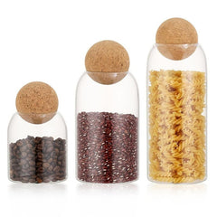 4pcs Glass Food Storage Jar With Cork Lids Transparent Food Storage Jar