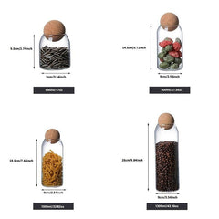 4pcs Glass Food Storage Jar With Cork Lids Transparent Food Storage Jar