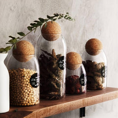 4pcs Glass Food Storage Jar With Cork Lids Transparent Food Storage Jar